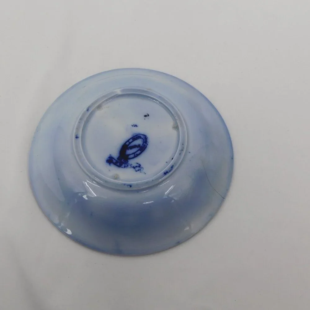 Podmore Walker Temple Pattern Antique Porcelain Blue Flow 6" Fruit Bowl FLAW - Picture 7 of 9